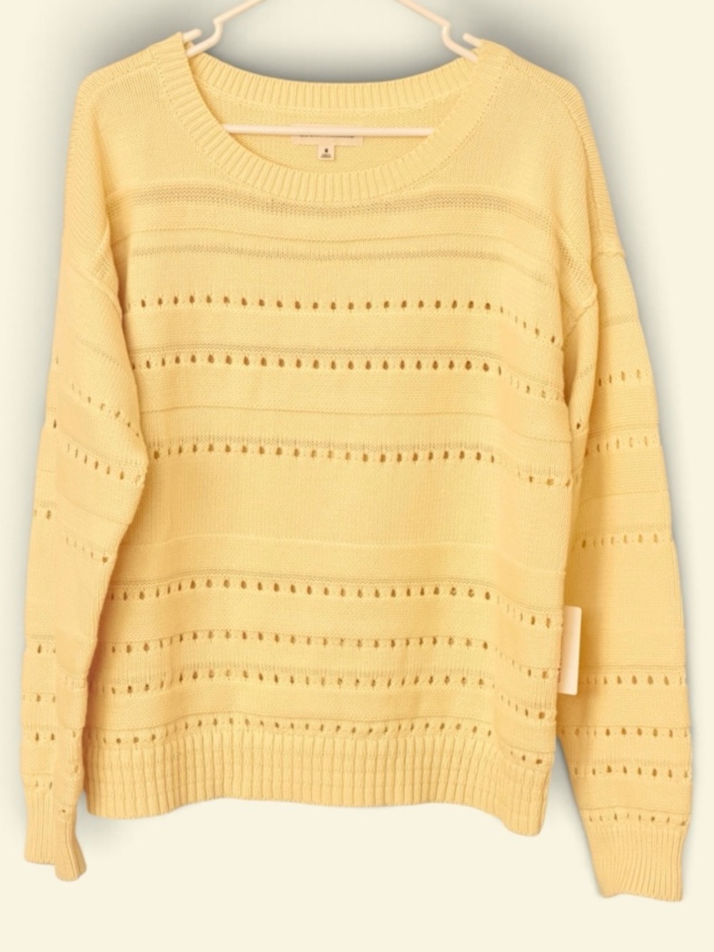 Lucky Brand Women’s Knit Eyelet Sweater Yellow Size M NWT